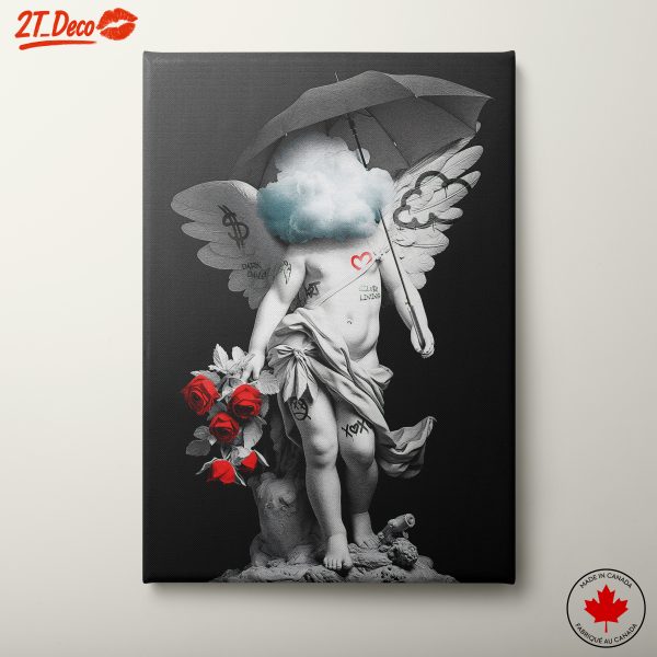Modern Angel Sculpture with Graffiti