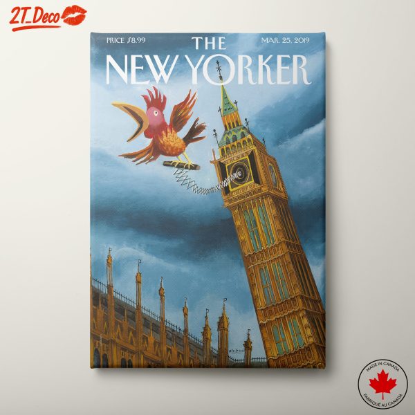 The New Yorker Cover Art with Tower and Bird