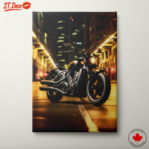 Stylish Motorcycle Night Cityscape