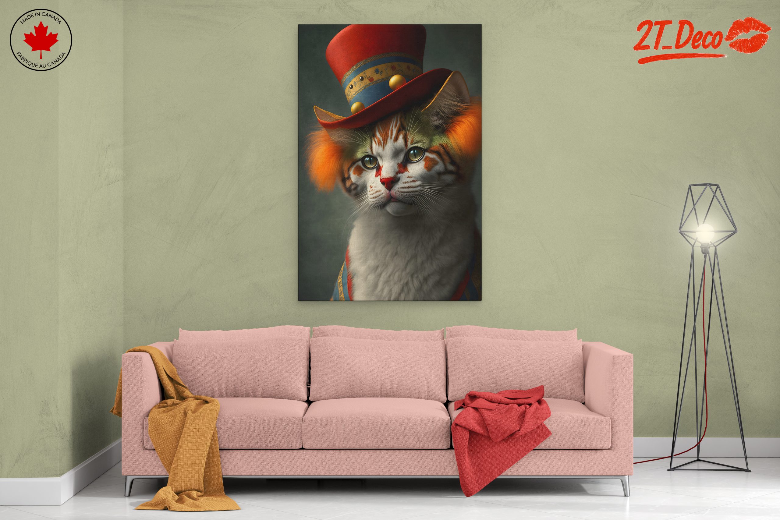 Whimsical Cat Portrait in a Hat - Image 2