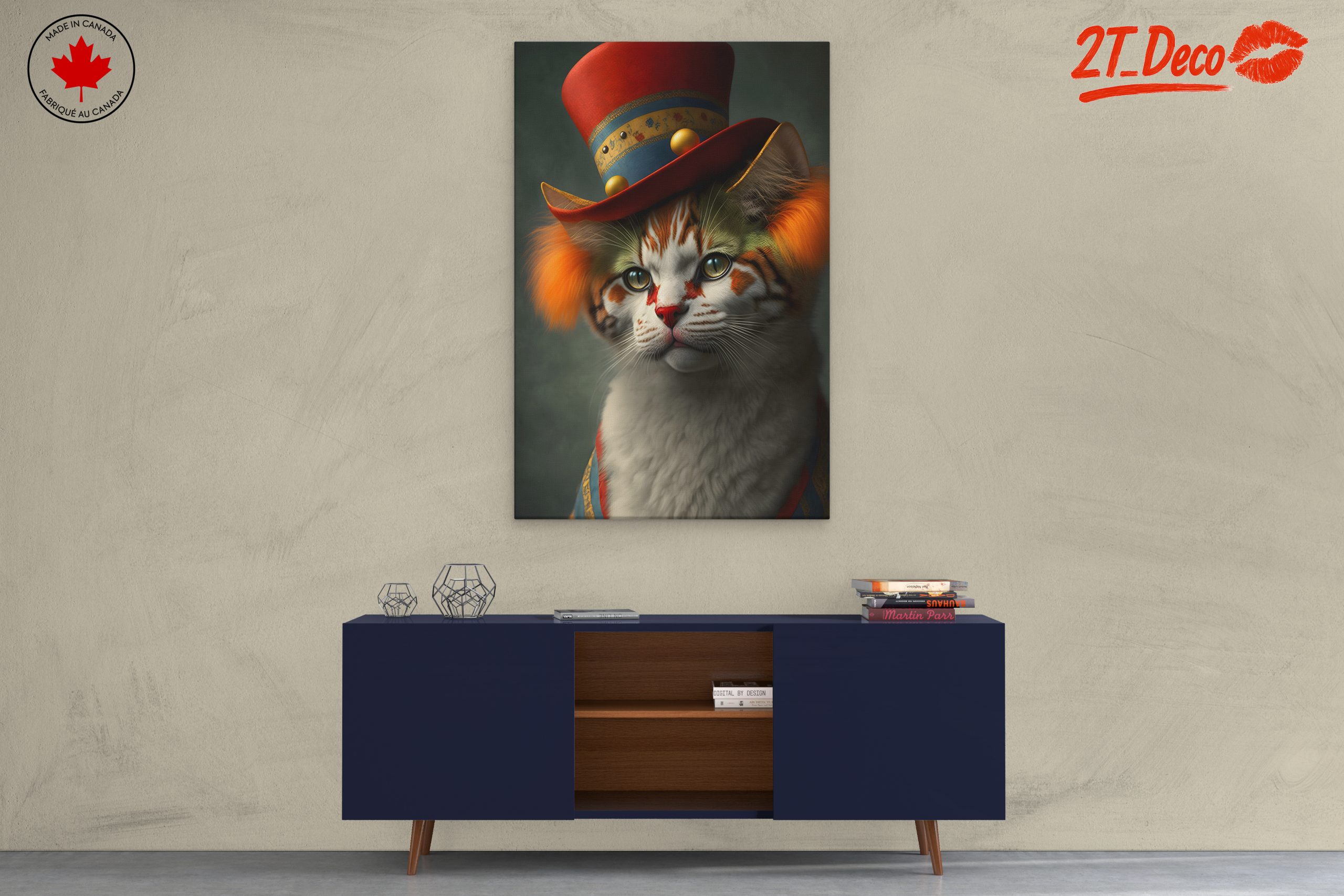 Whimsical Cat Portrait in a Hat - Image 3