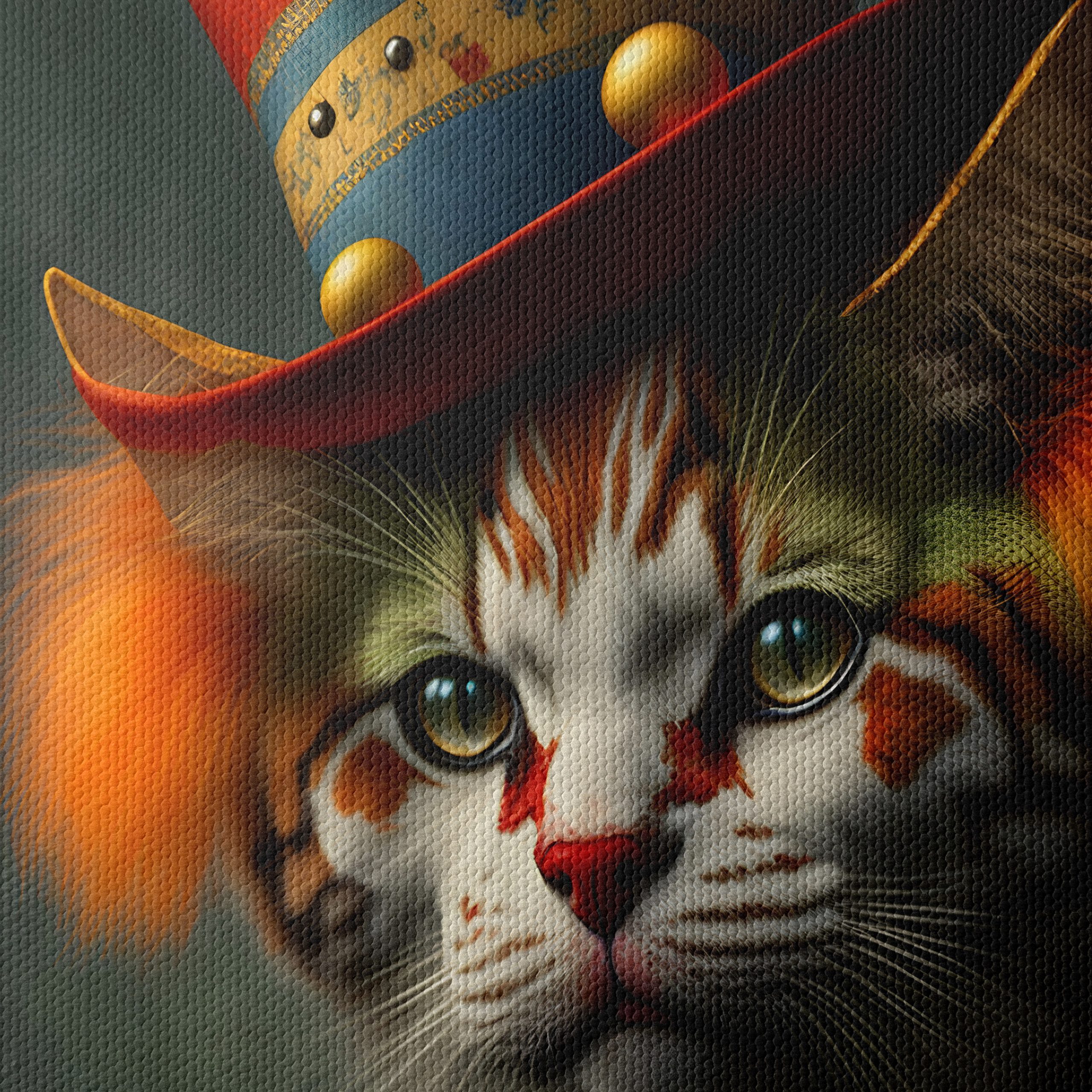 Whimsical Cat Portrait in a Hat - Image 4