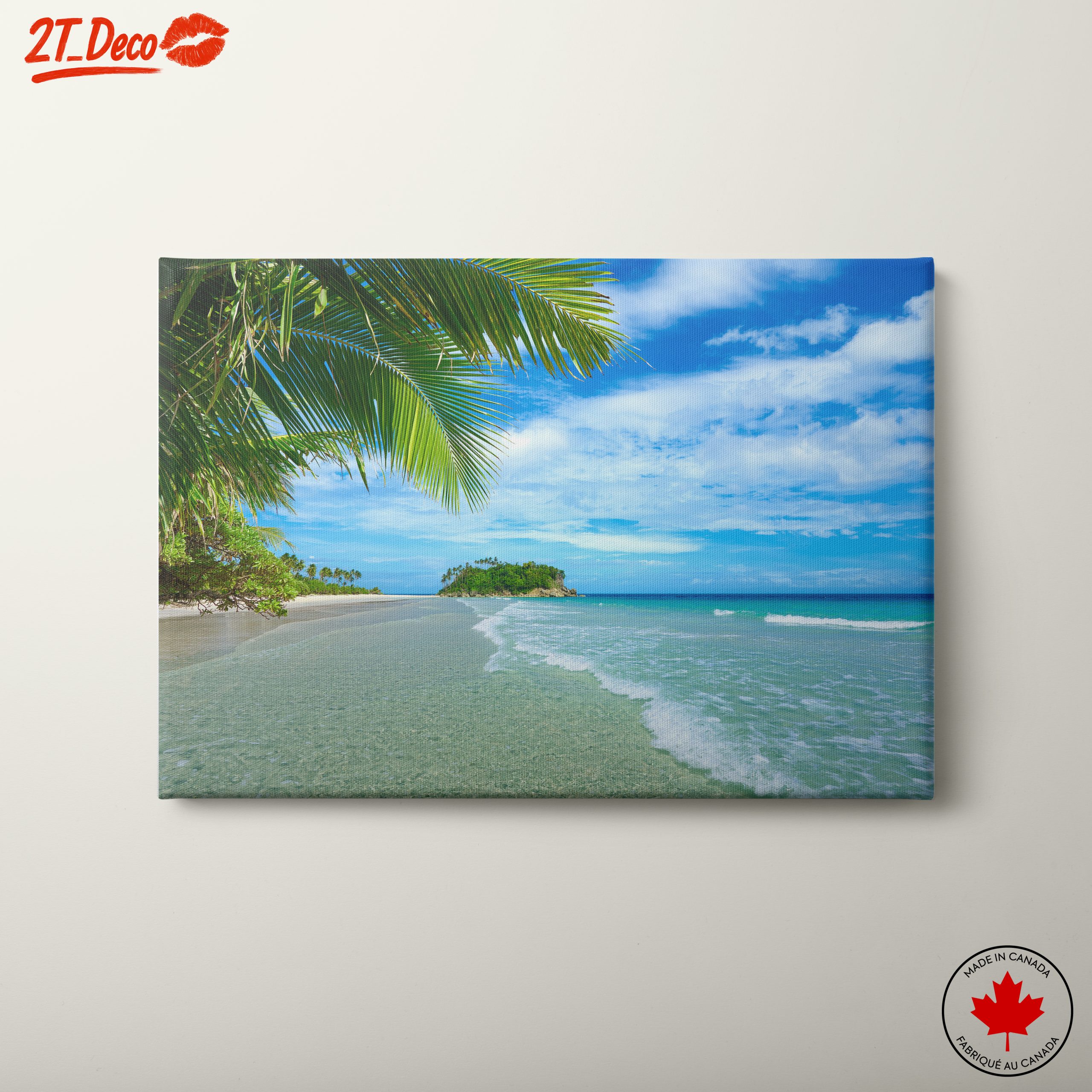 Serene Beach Landscape with Palm Trees 2