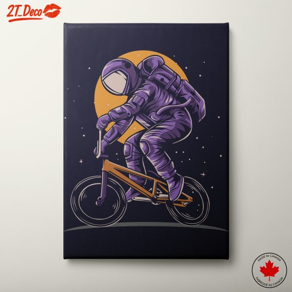 Whimsical Astronaut Riding Bicycle in Space