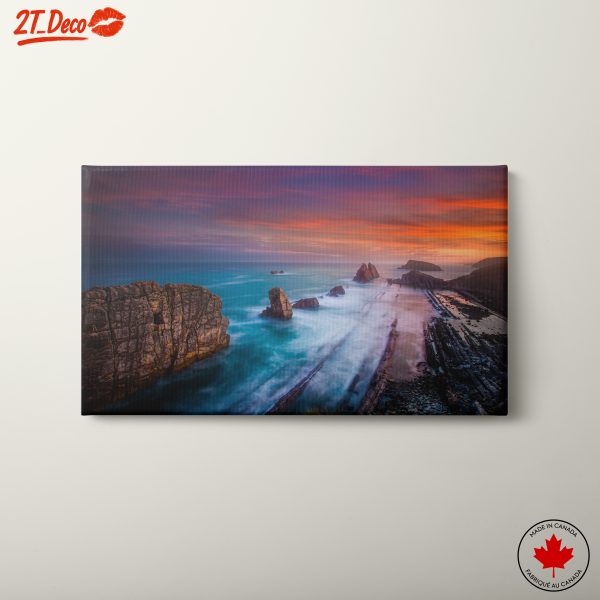 Tranquil Beach Sunset Over Waves