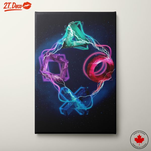 Vibrant Gaming Icon Art with Neon Colors