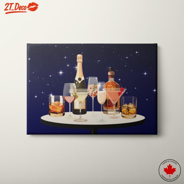 Collection of Colorful Cocktails on a Starry Night