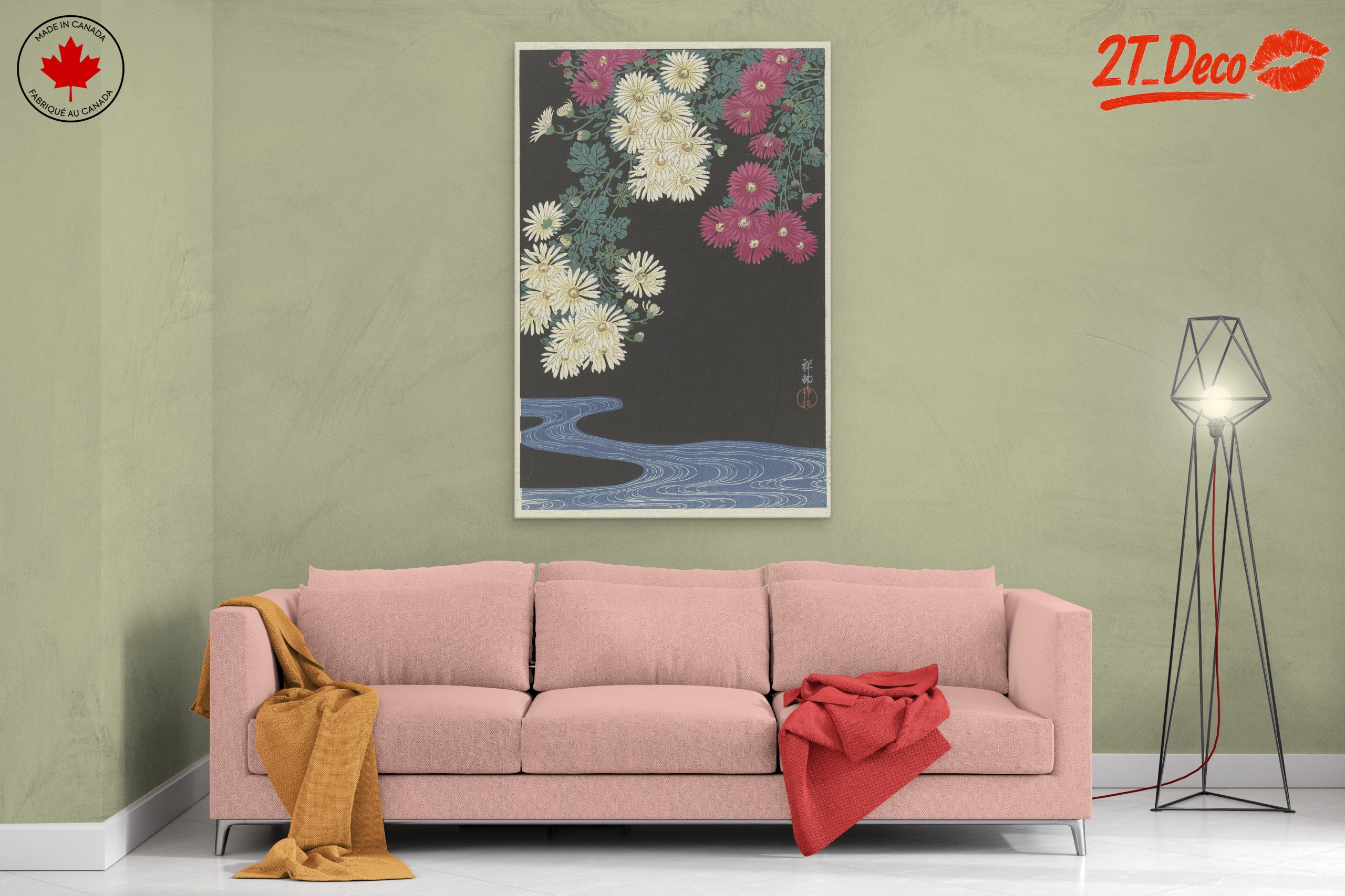 Japanese Floral Artwork with Chrysanthemums - Image 2