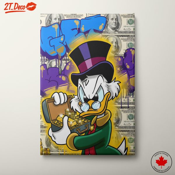 Rich Duck Character with Gold Coins