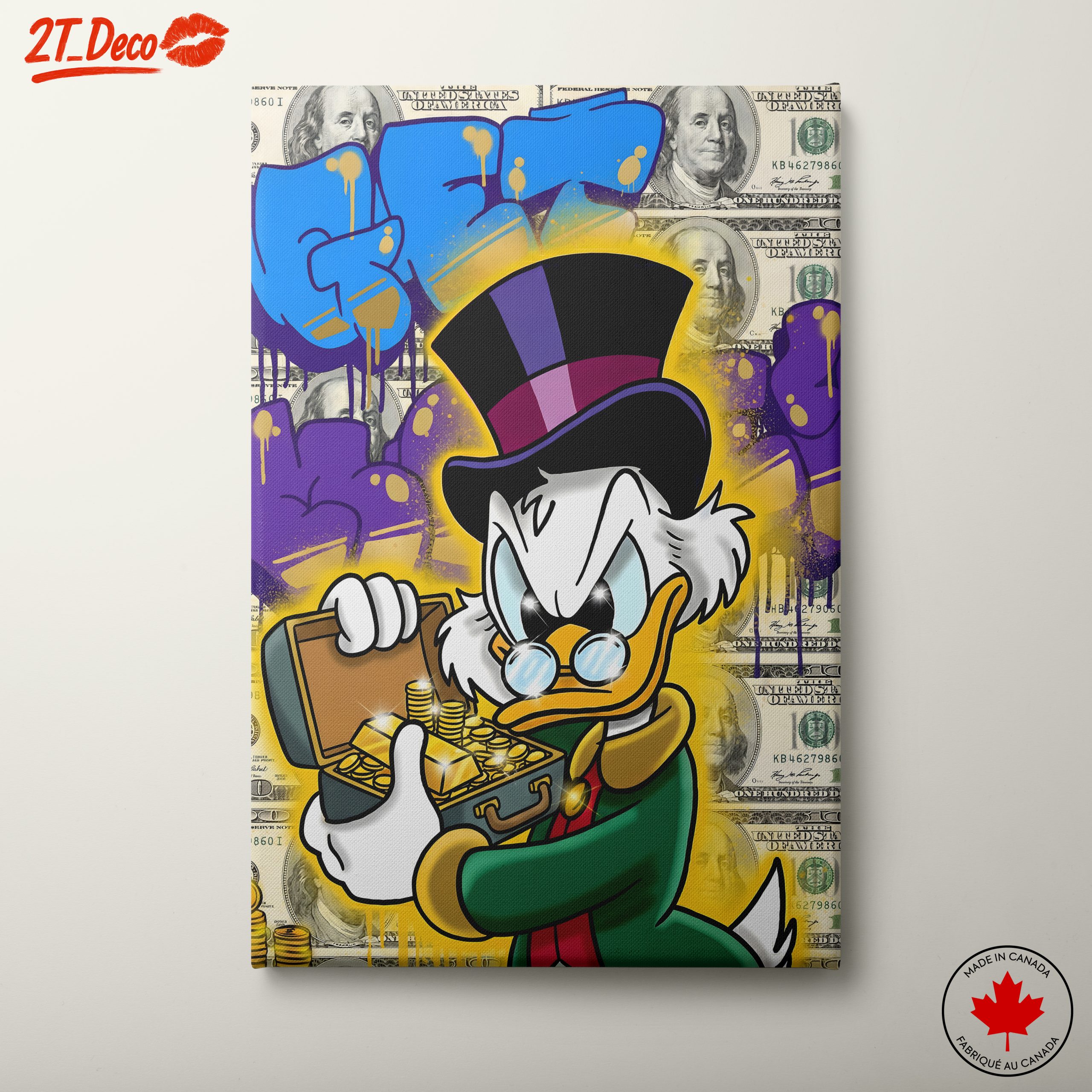 Rich Duck Character with Gold Coins