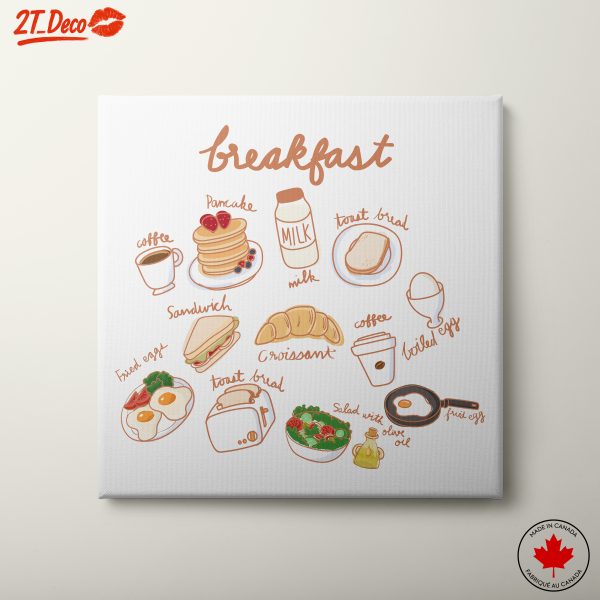 Whimsical Breakfast Food Illustration Art