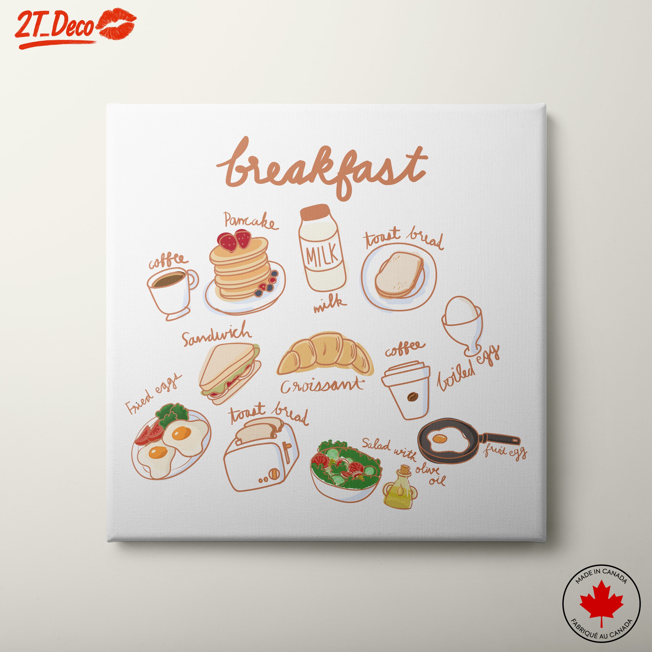 Whimsical Breakfast Food Illustration Art