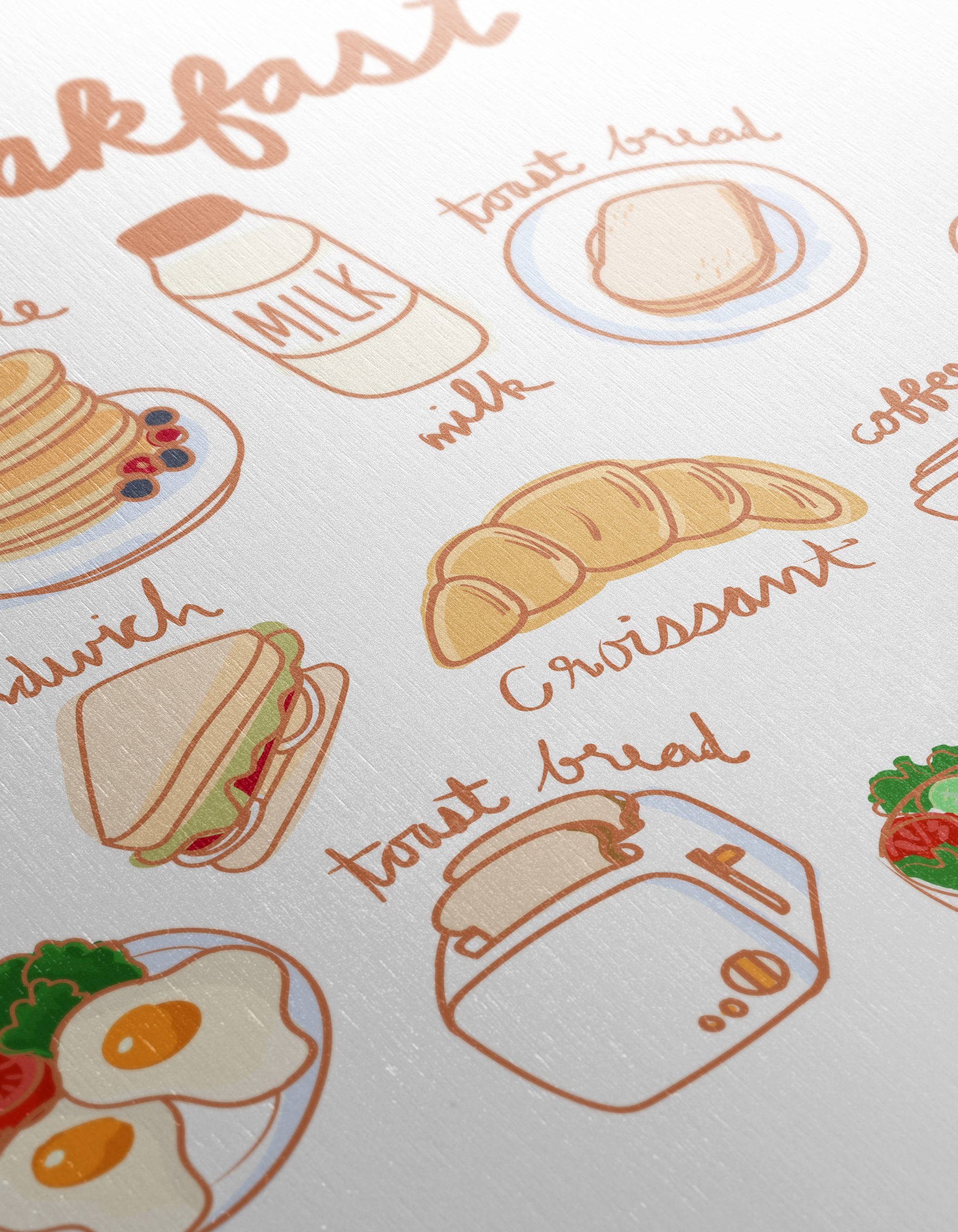 Whimsical Breakfast Food Illustration Art - Image 12