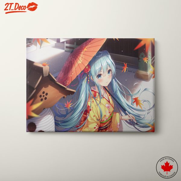 Elegant Anime Character in Autumn Kimono