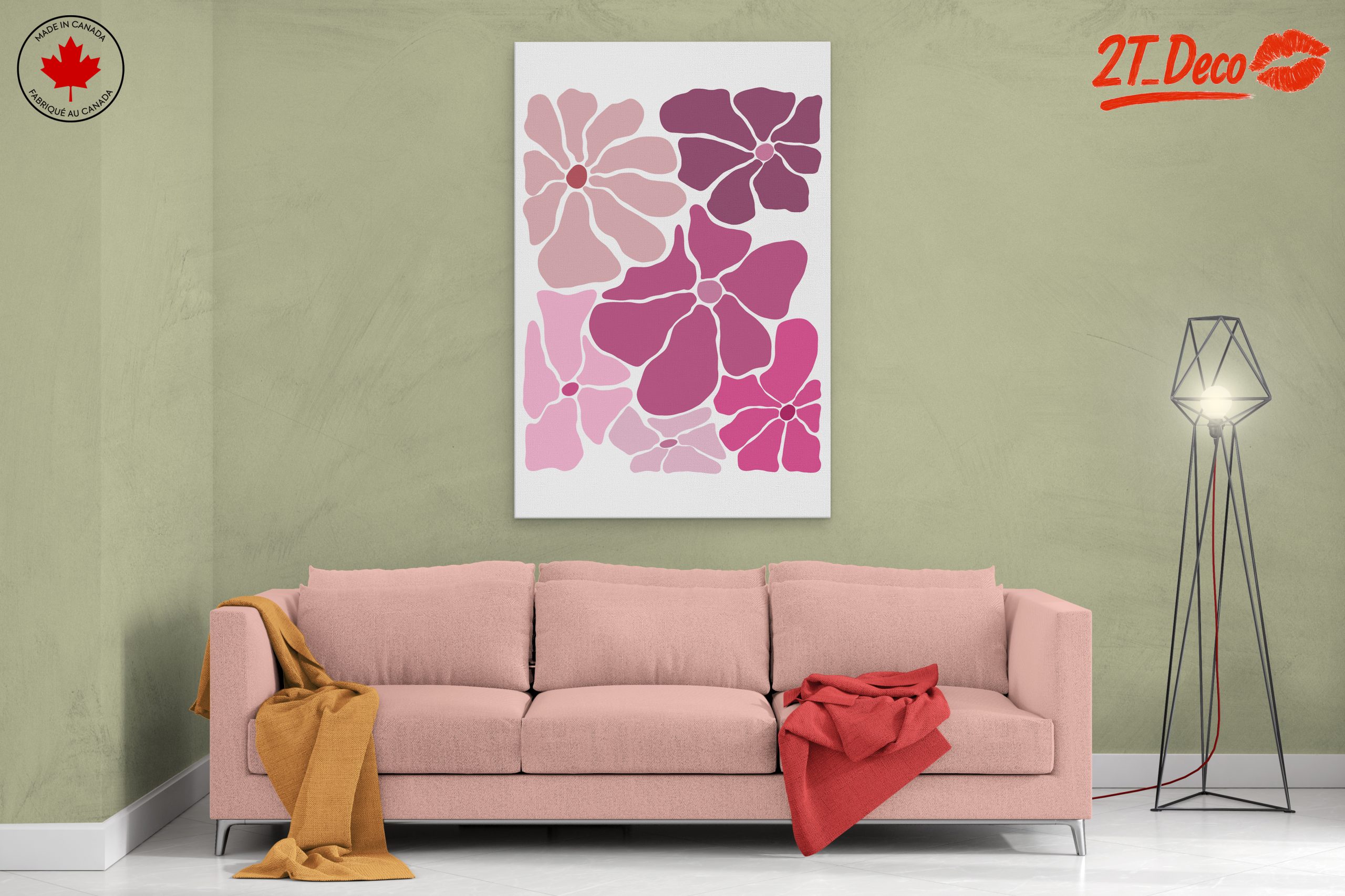 Vibrant Floral Artwork in Pink Tones - Image 2