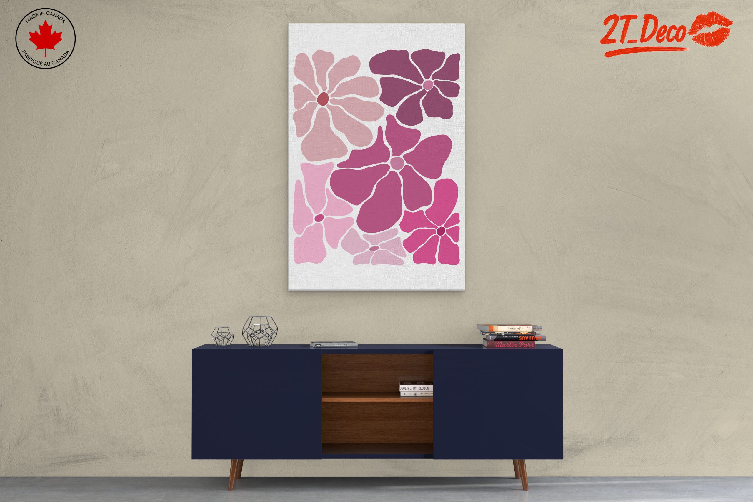 Vibrant Floral Artwork in Pink Tones - Image 3