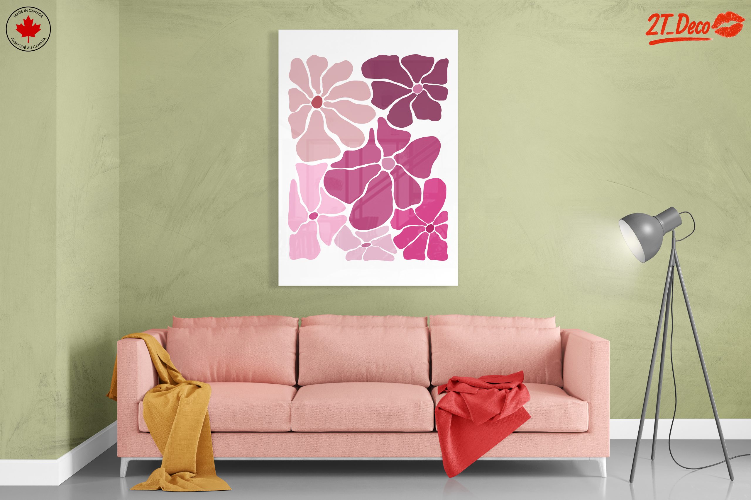 Vibrant Floral Artwork in Pink Tones - Image 7