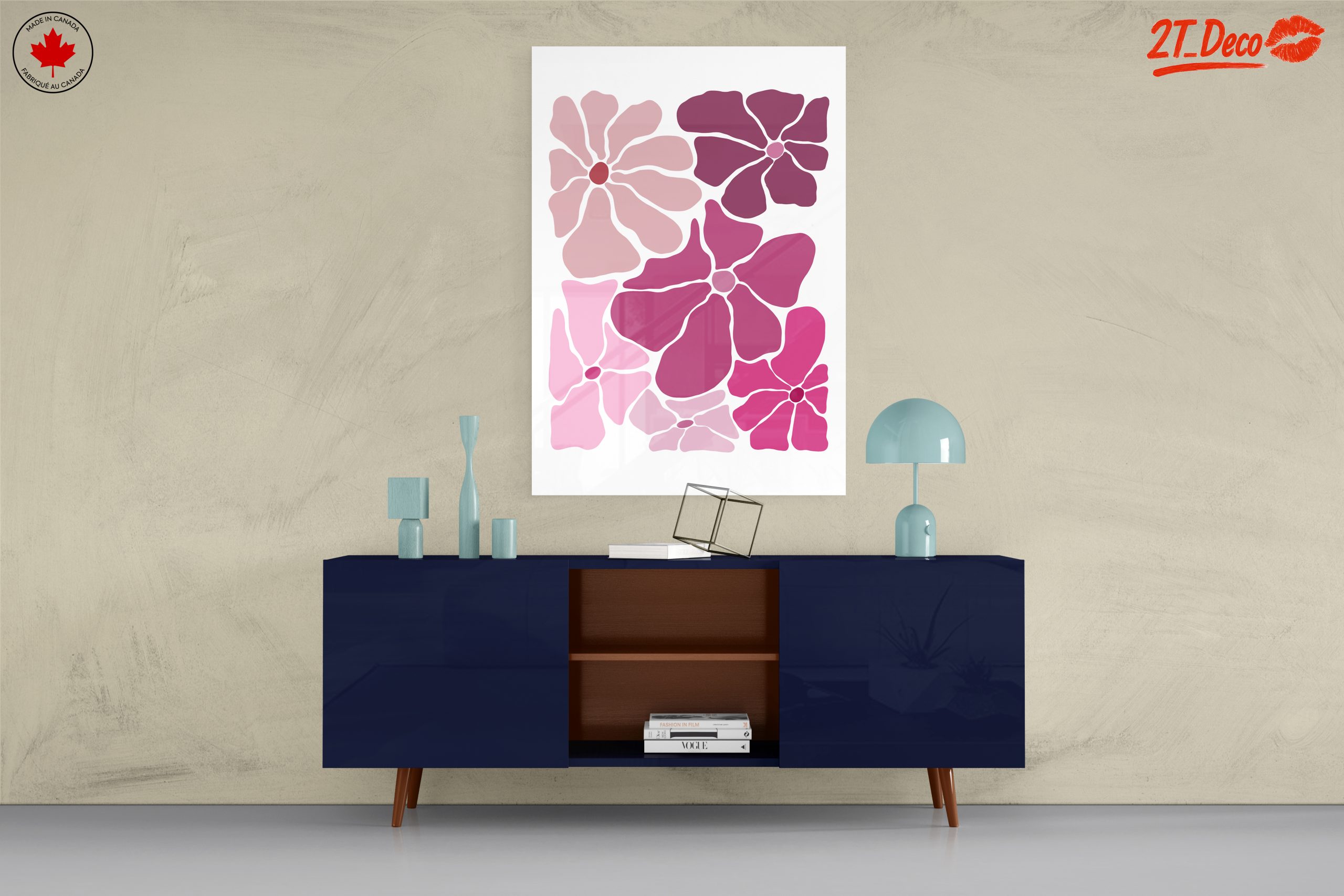 Vibrant Floral Artwork in Pink Tones - Image 8