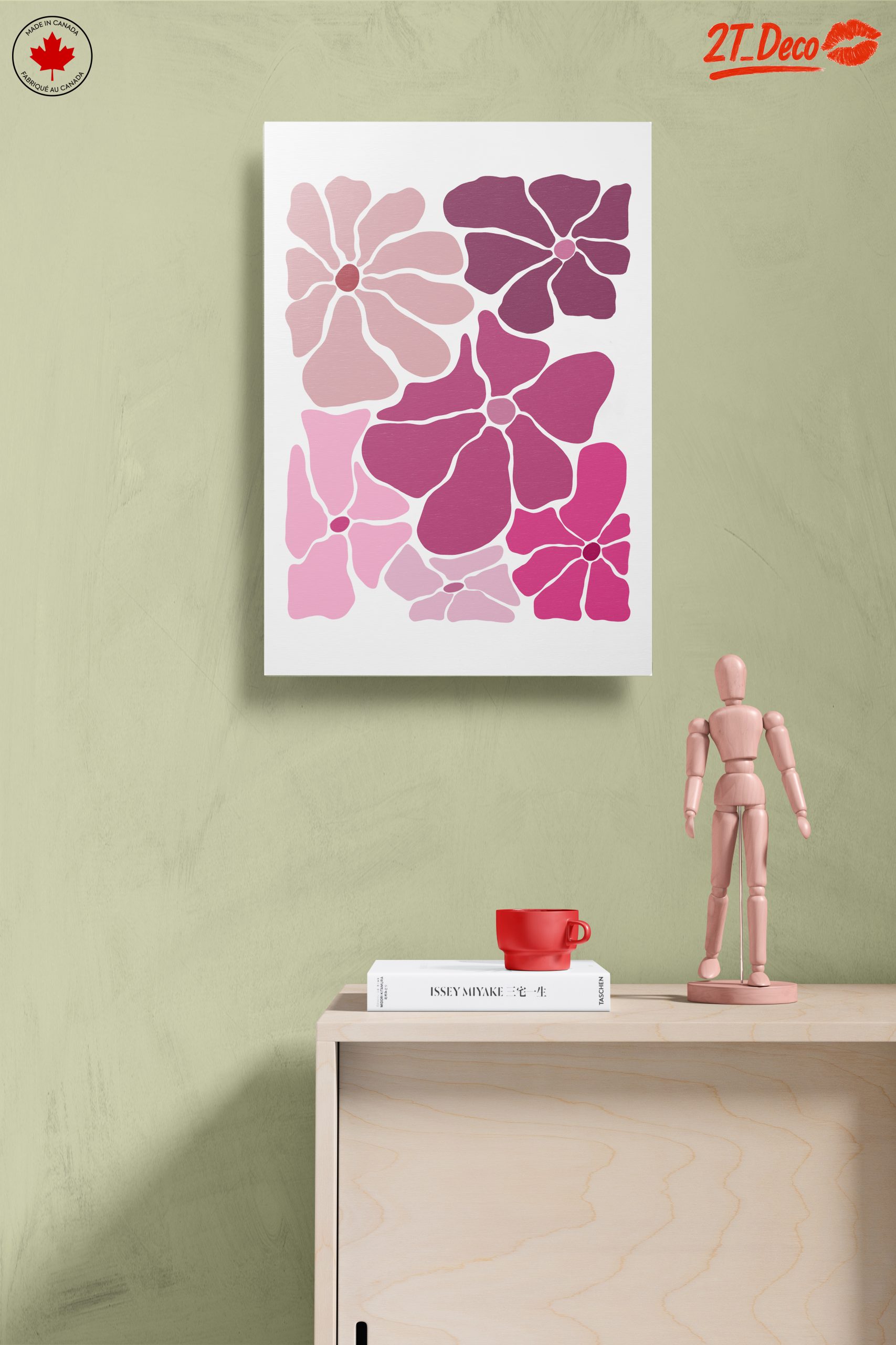 Vibrant Floral Artwork in Pink Tones - Image 14