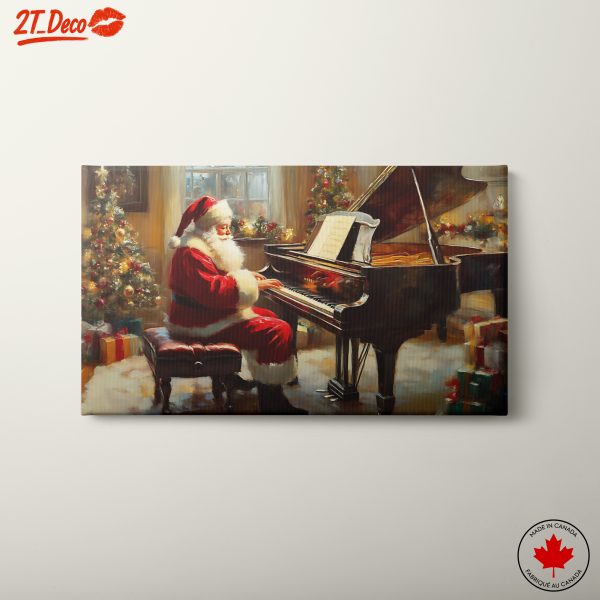 Santa Playing Piano in a Christmas Setting
