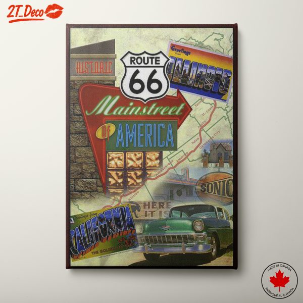 Vintage Route 66 Americana Collage Art