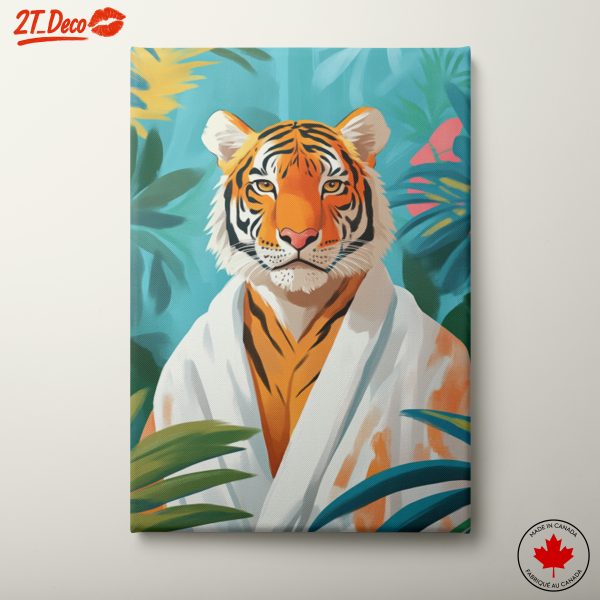 Illustrated Tiger in Tropical Setting
