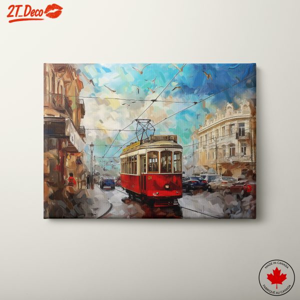 Vibrant City Tram Scene Art