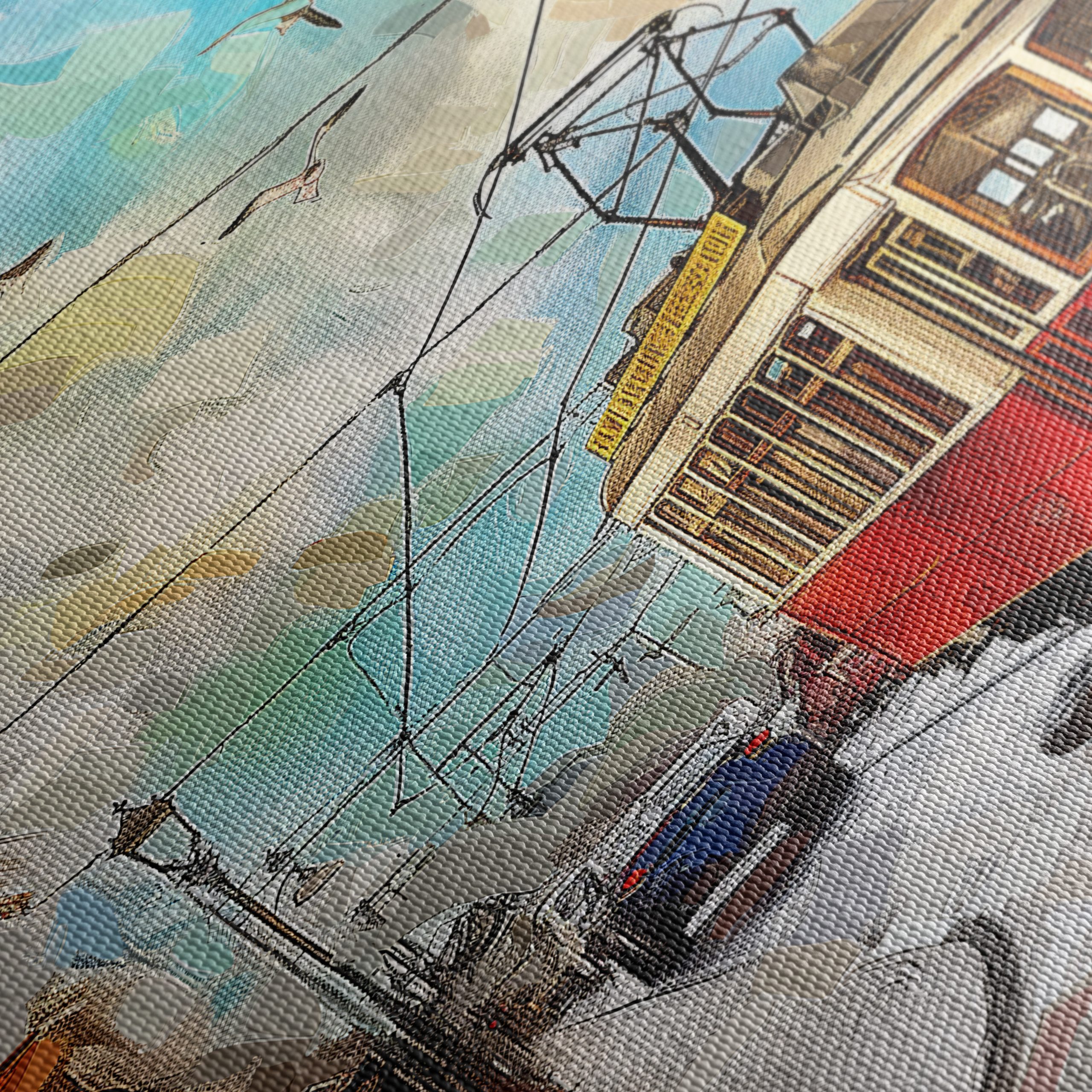 Vibrant City Tram Scene Art - Image 5