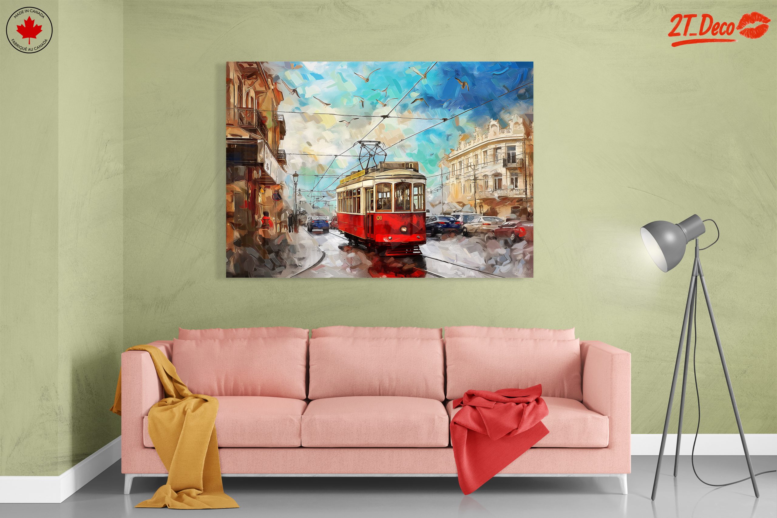 Vibrant City Tram Scene Art - Image 7