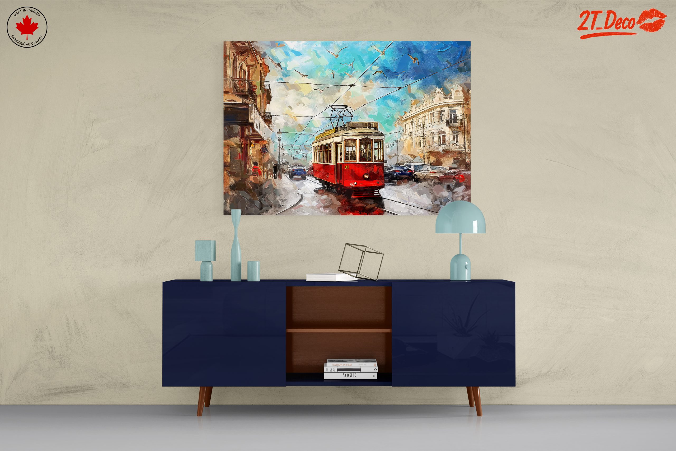 Vibrant City Tram Scene Art - Image 8