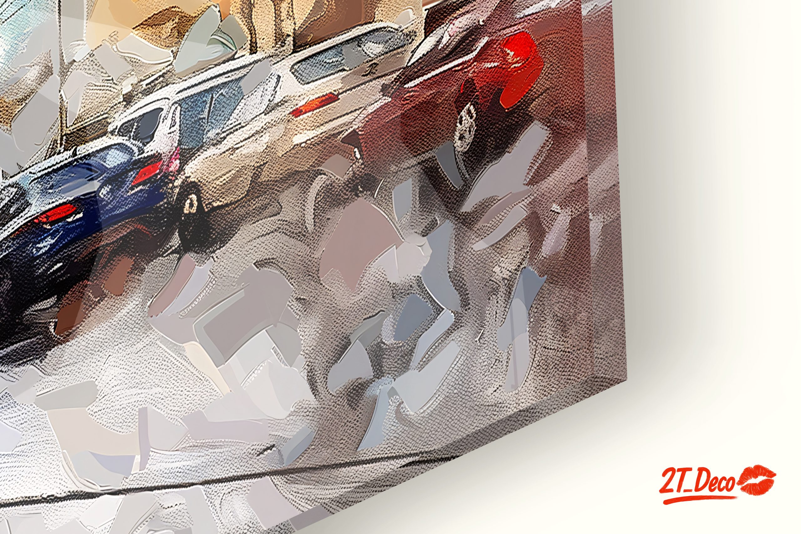 Vibrant City Tram Scene Art - Image 9