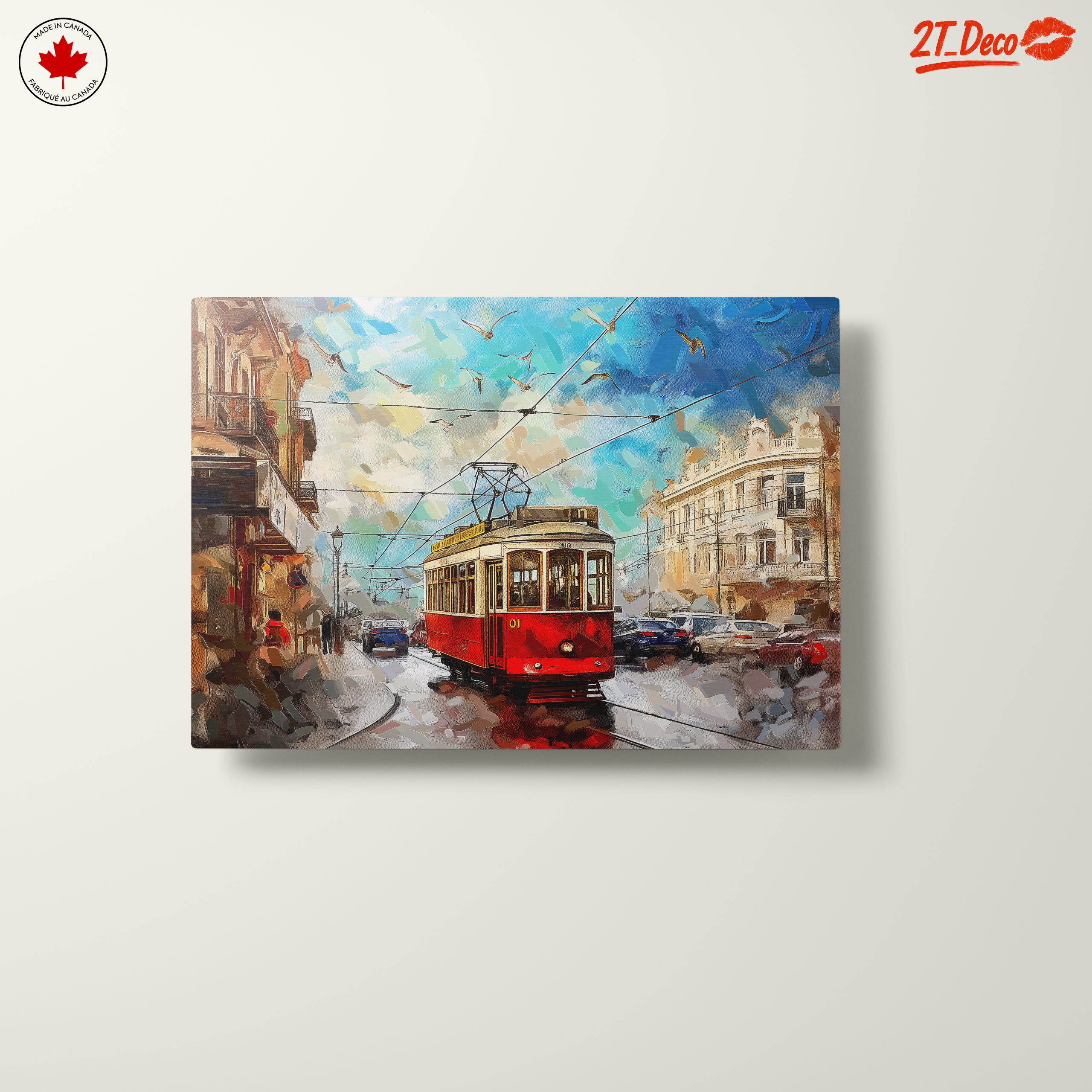 Vibrant City Tram Scene Art - Image 10