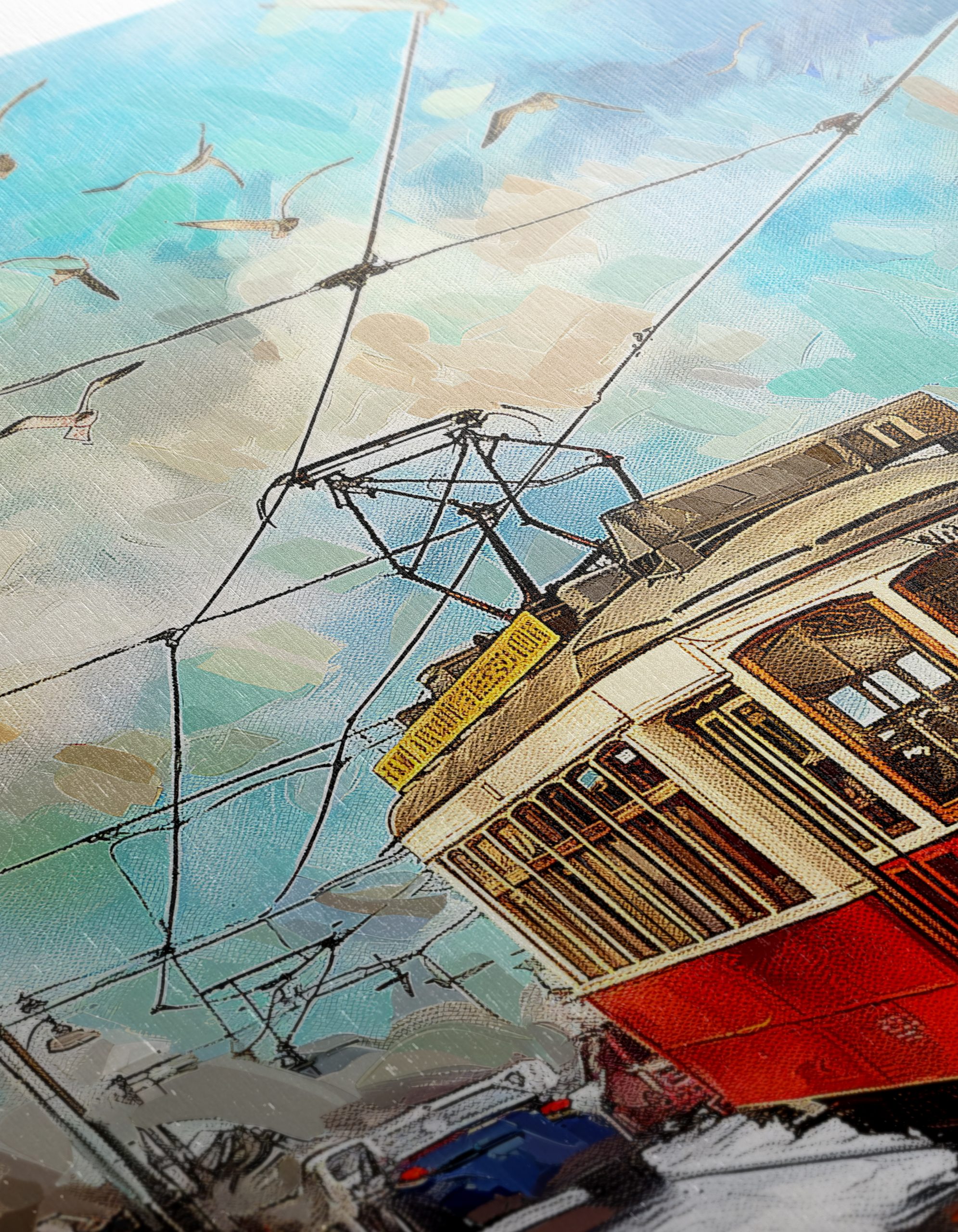 Vibrant City Tram Scene Art - Image 12