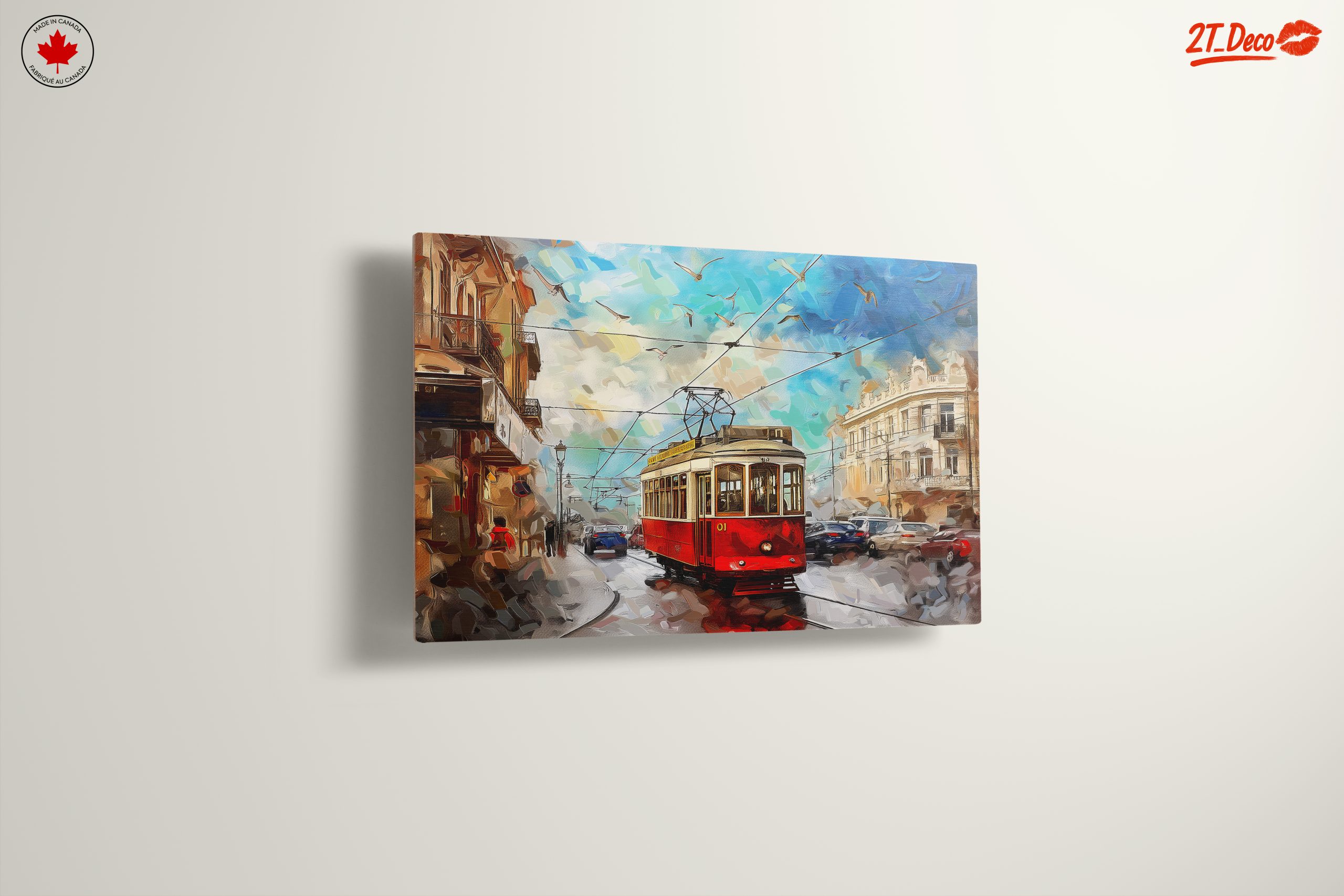 Vibrant City Tram Scene Art - Image 13