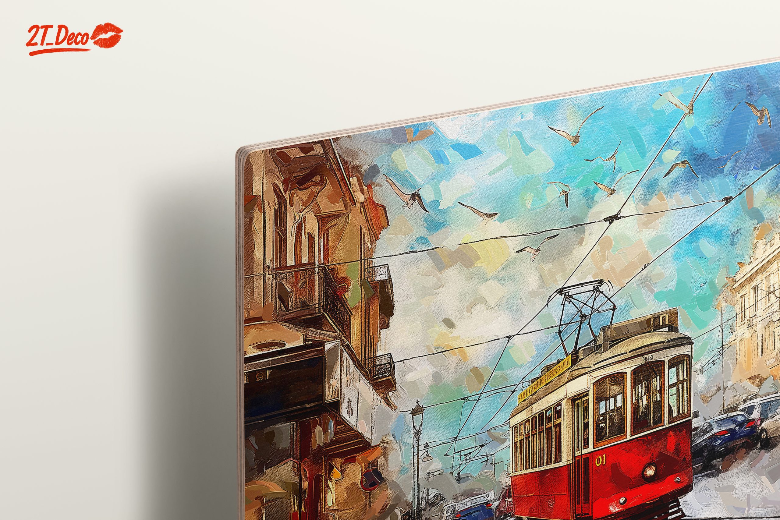 Vibrant City Tram Scene Art - Image 15