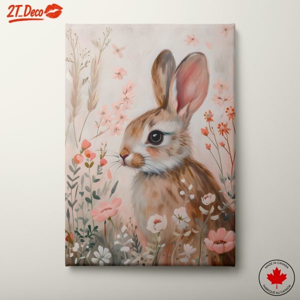 Elegant Rabbit Surrounded by Flowers