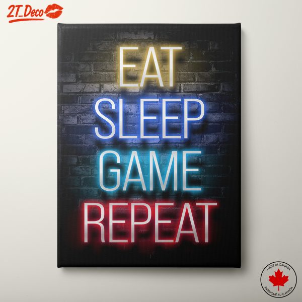 Eat Sleep Game Repeat Neon Art
