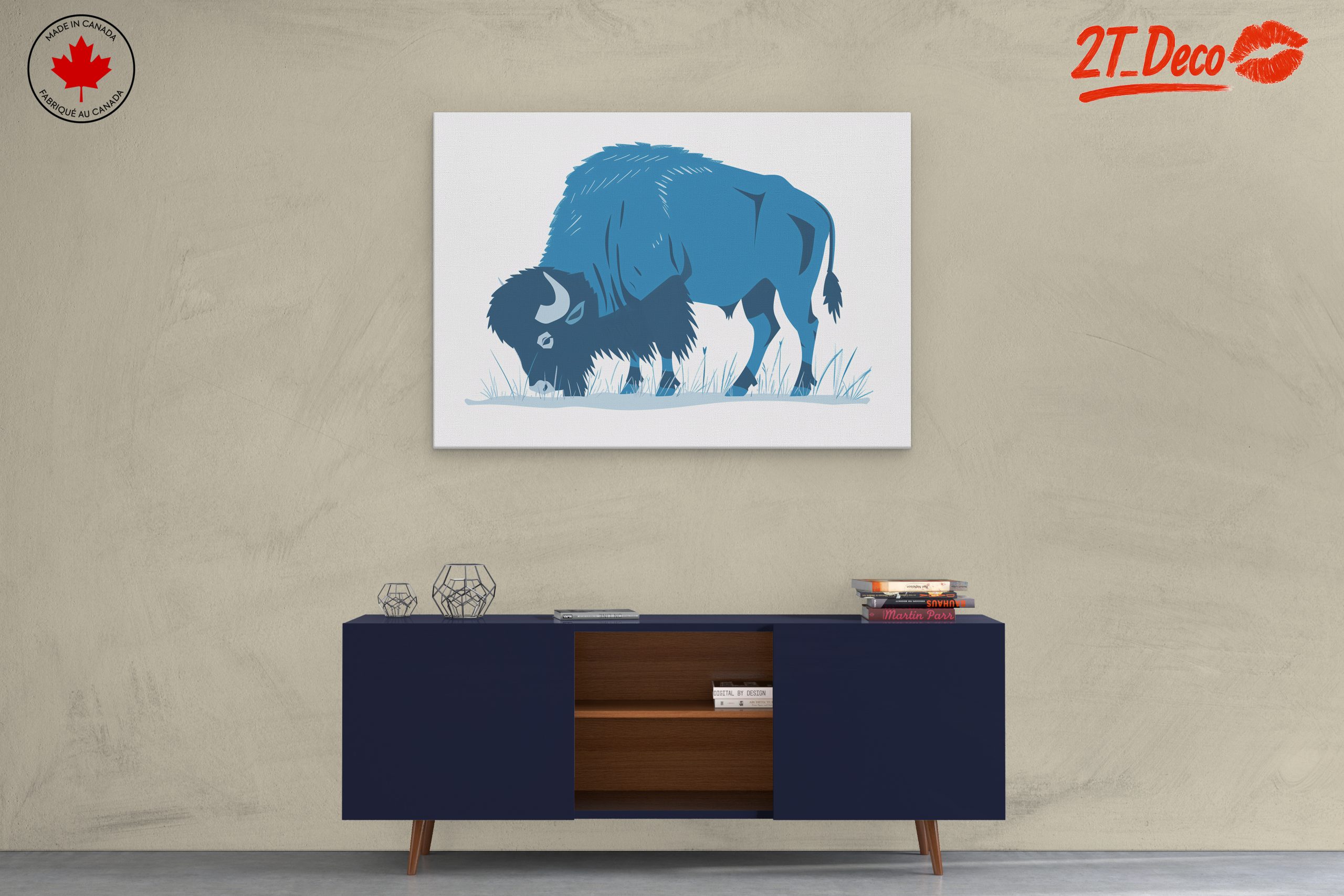 Stylized Blue Bison Artwork - Image 3