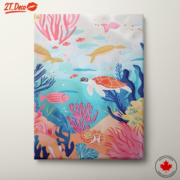 Colorful Underwater Scene with Sea Turtles and Fish
