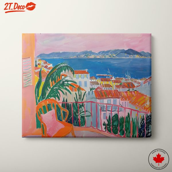 Vibrant Coastal City with Colorful Rooftops