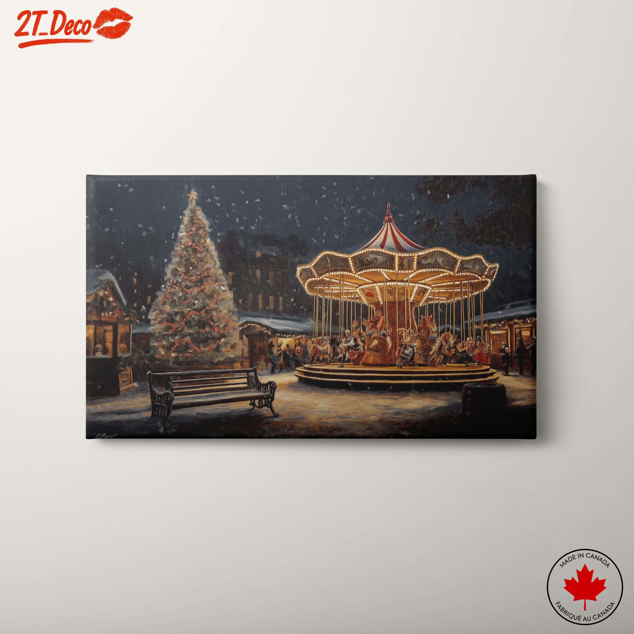 Festive Winter Carousel Scene