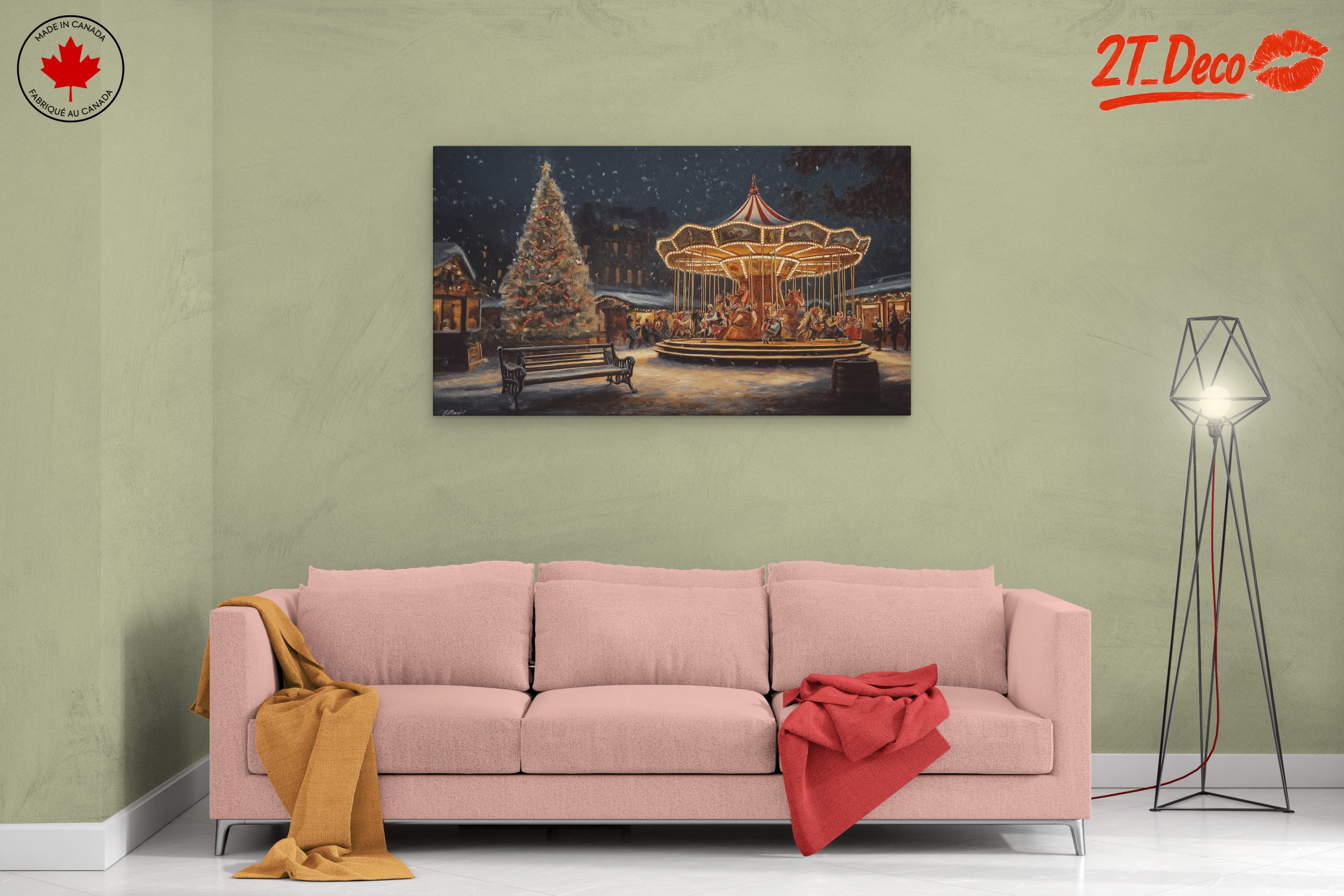 Festive Winter Carousel Scene - Image 2