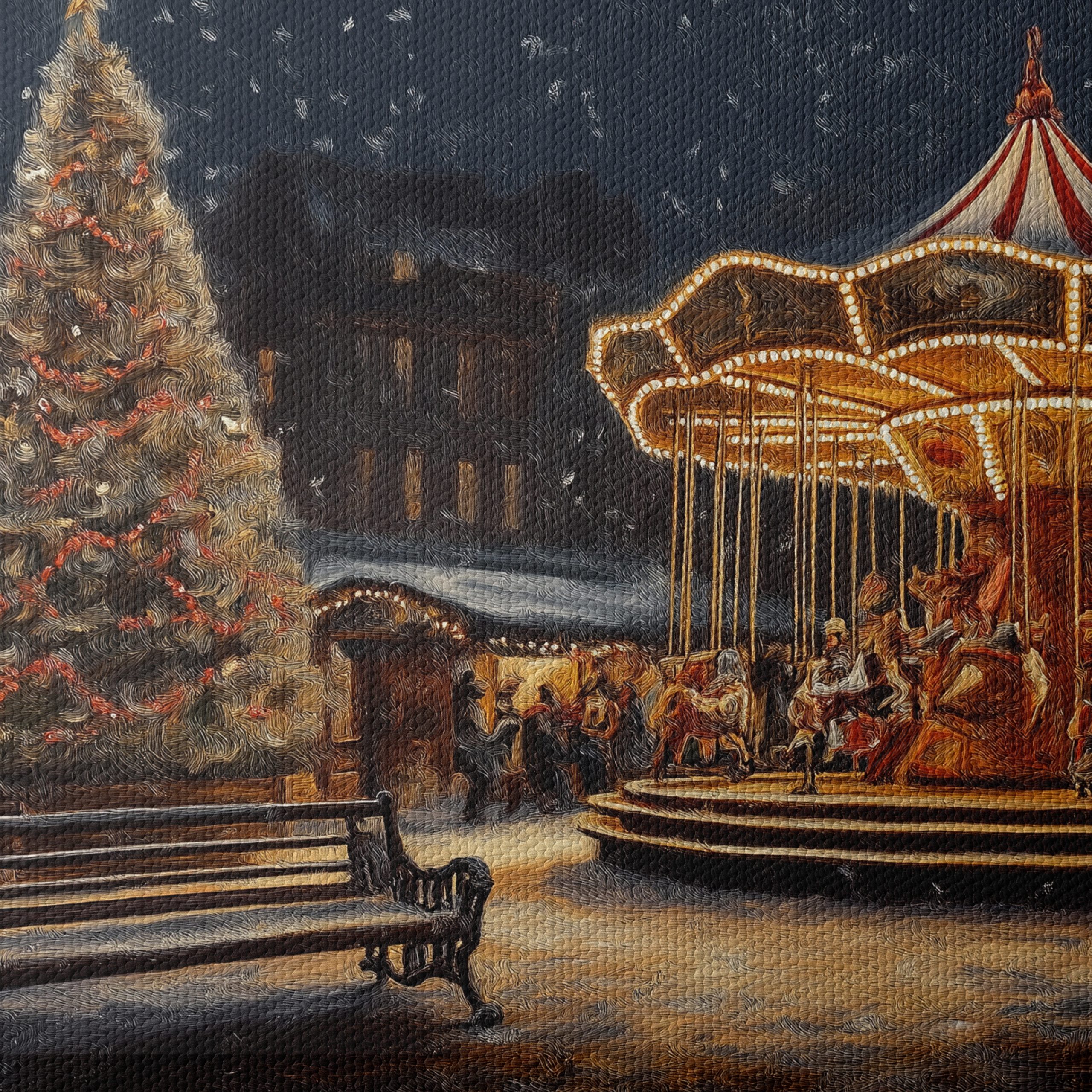 Festive Winter Carousel Scene - Image 4