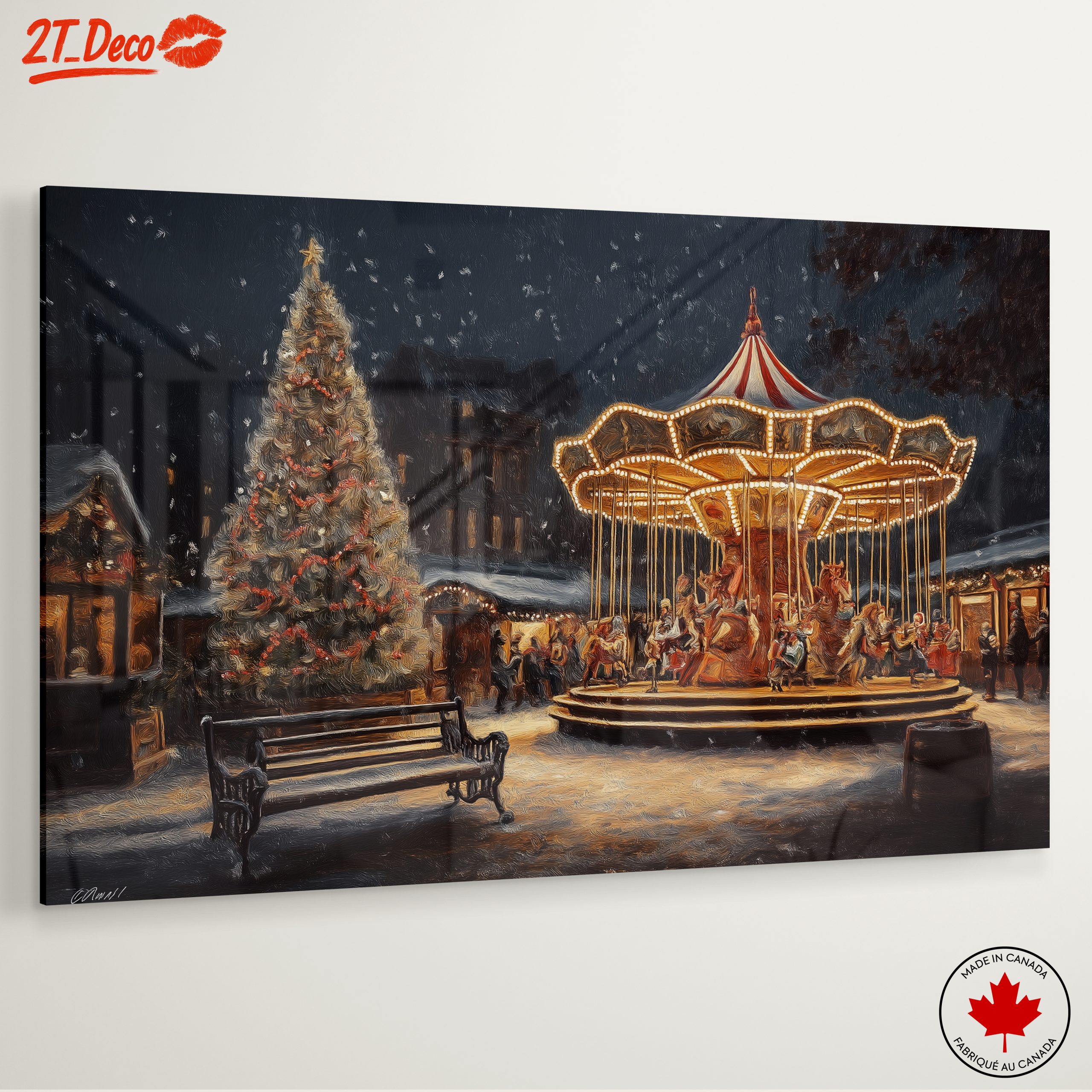 Festive Winter Carousel Scene - Image 6