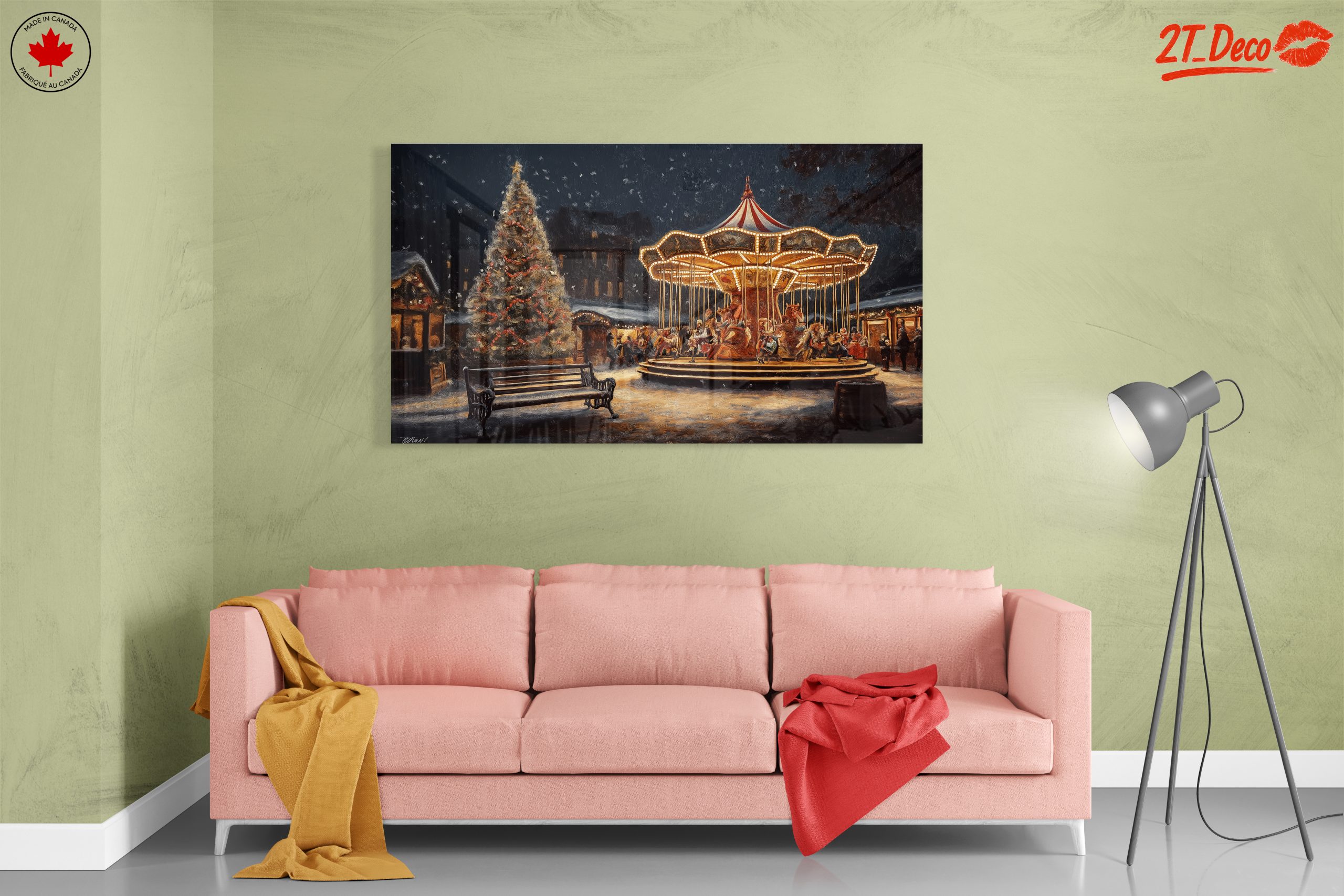 Festive Winter Carousel Scene - Image 7