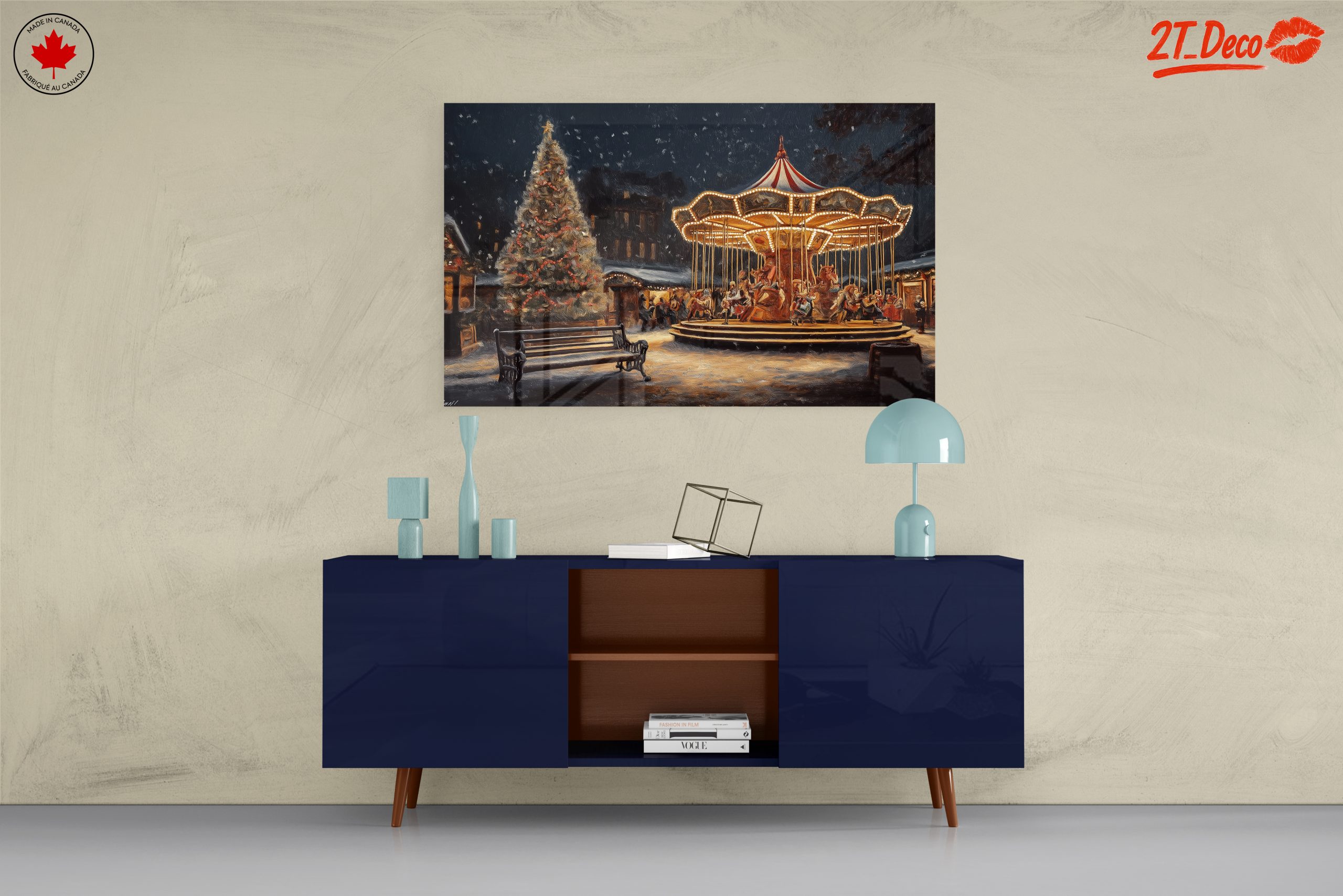 Festive Winter Carousel Scene - Image 8