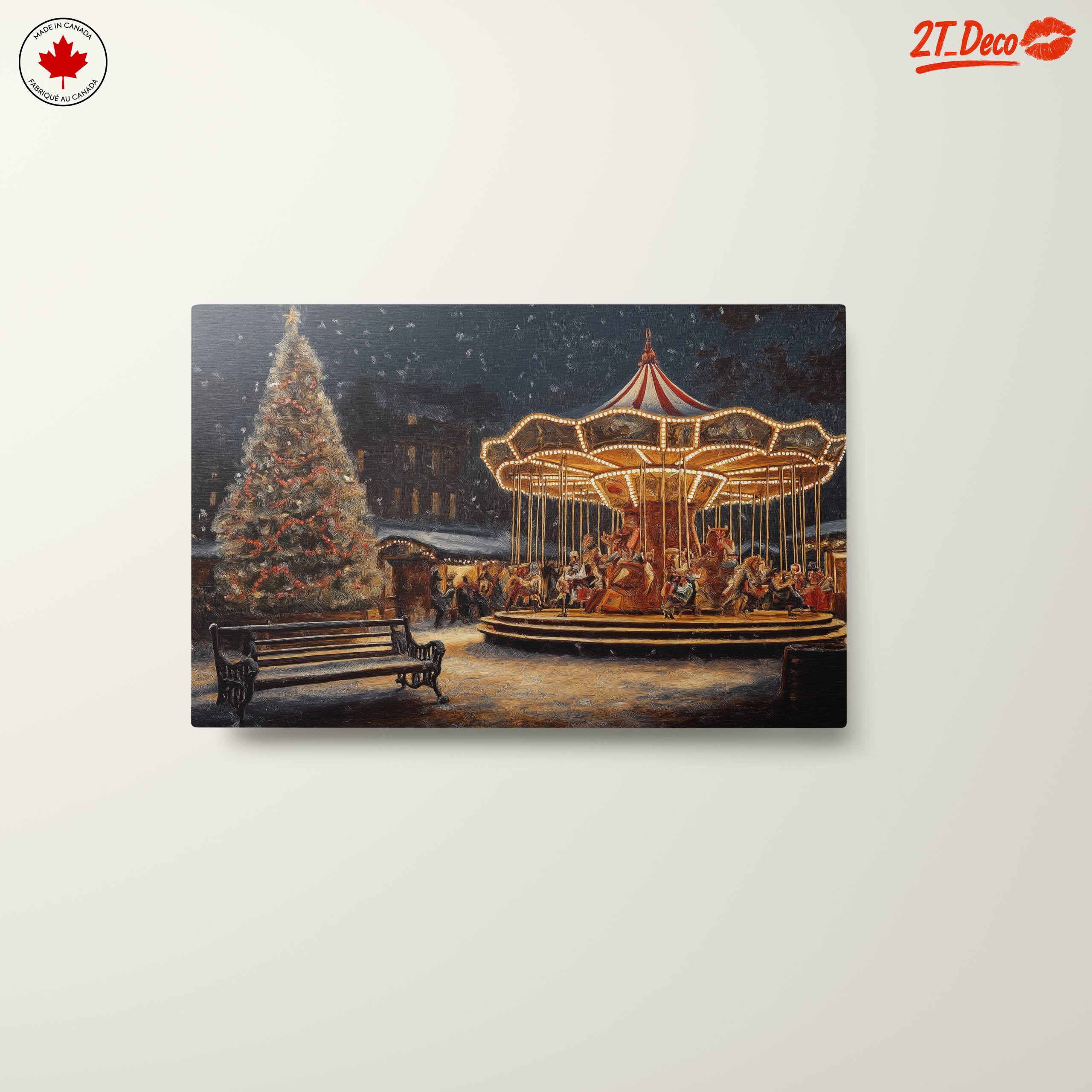 Festive Winter Carousel Scene - Image 10