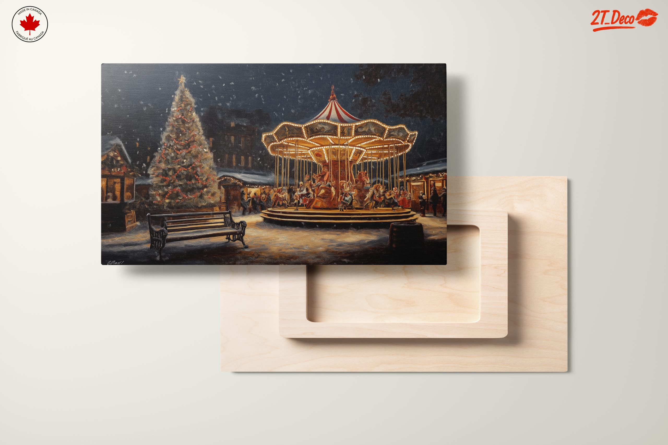 Festive Winter Carousel Scene - Image 11
