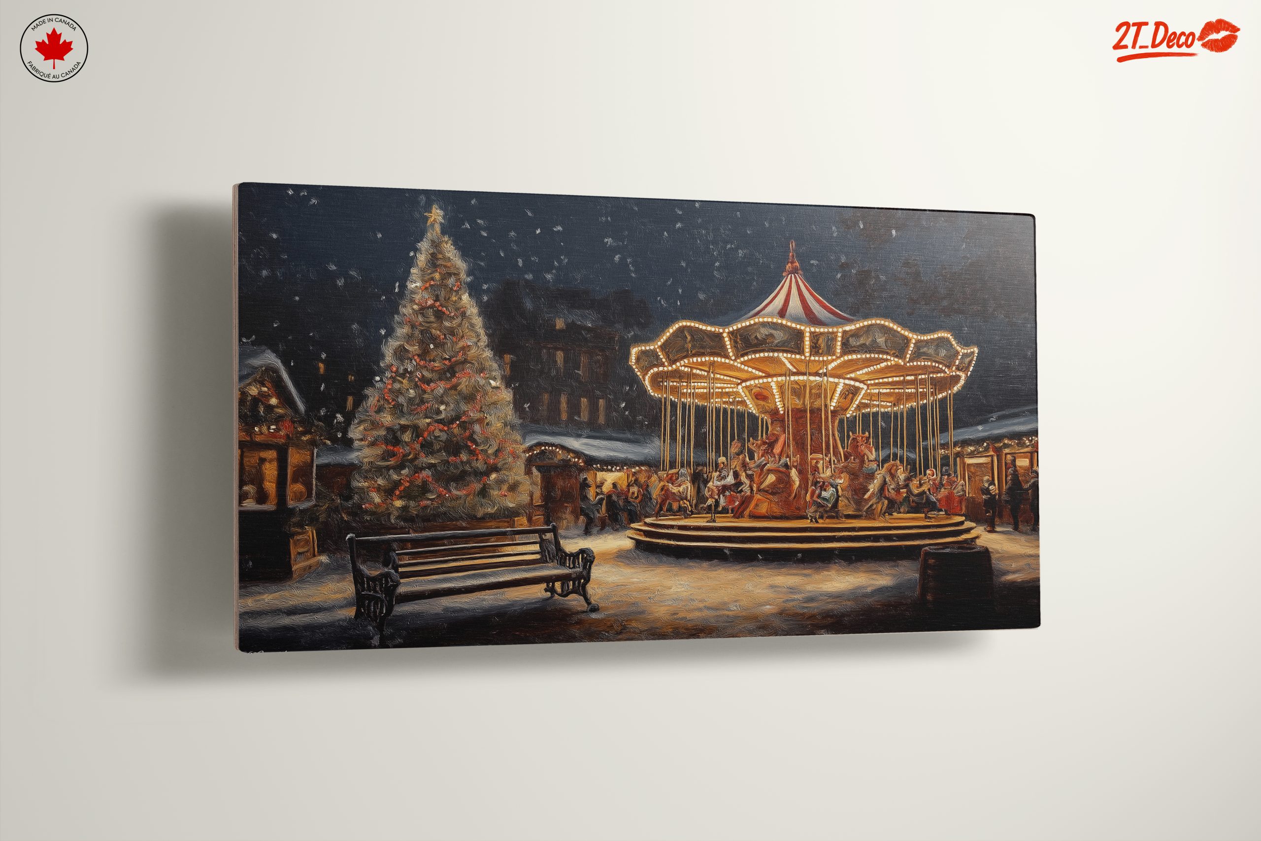 Festive Winter Carousel Scene - Image 13