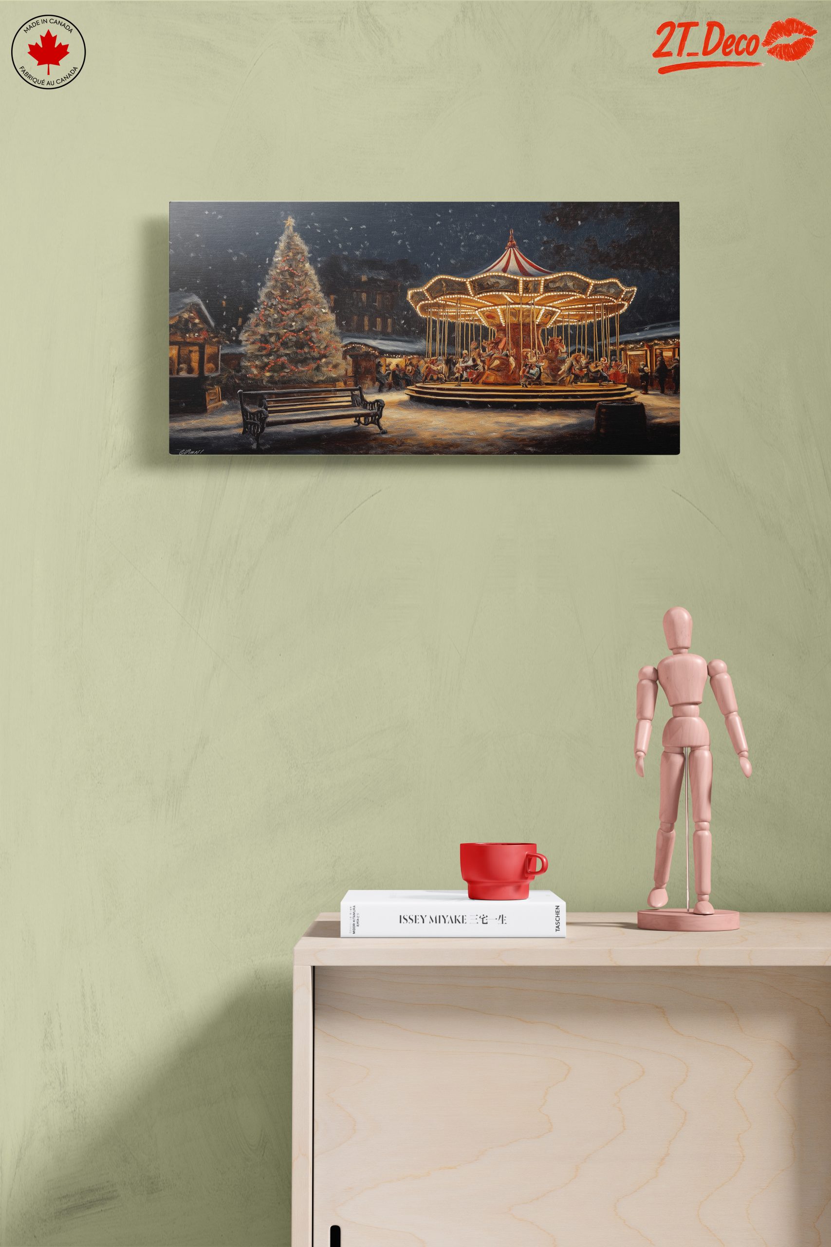 Festive Winter Carousel Scene - Image 14